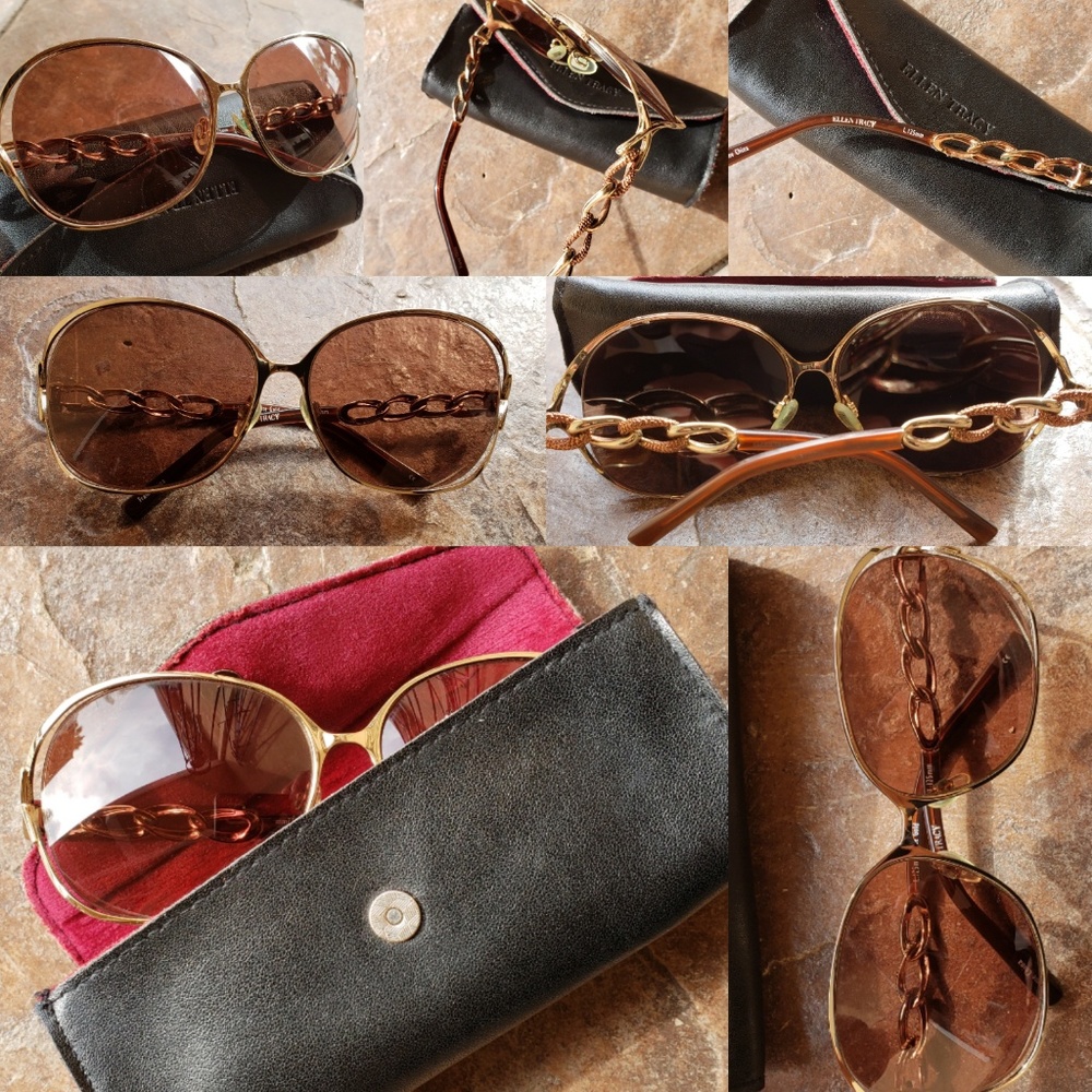 Ellen Tracy Golden Twist Frame Sunglass